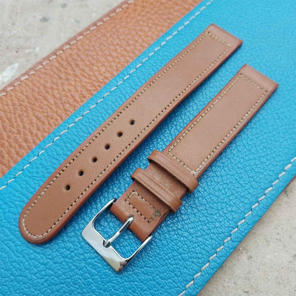 Vintage 5/8" Brown Saddle Leather nos Unused 1950s Watch Strap