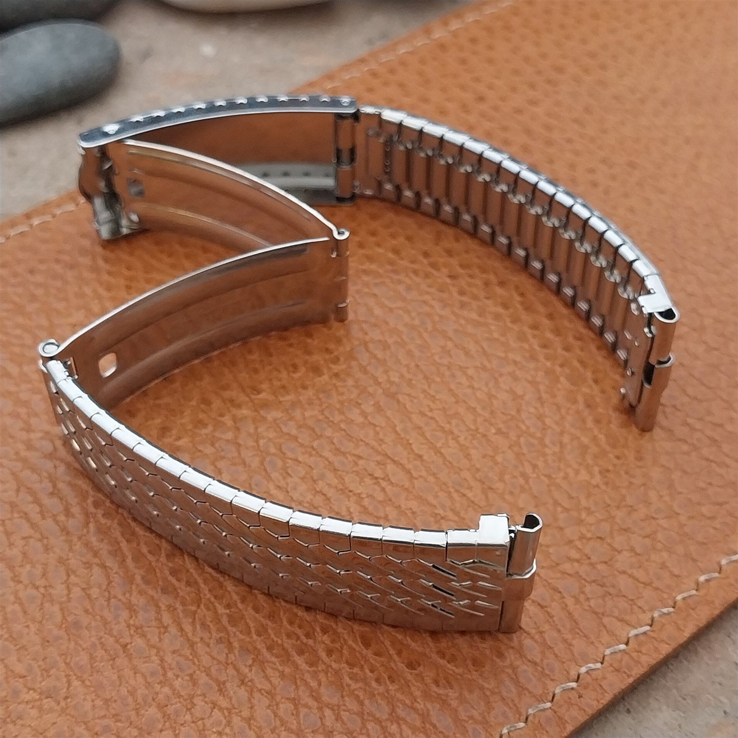 Vintage 19mm 18mm 17mm JB Champion Stainless Basketweave Unused 1960s Watch Band