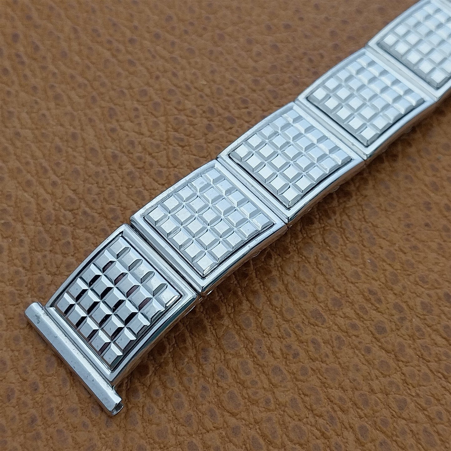 1950s Speidel 10k White Gold-Filled Checkerboard Unused Vintage Watch Band