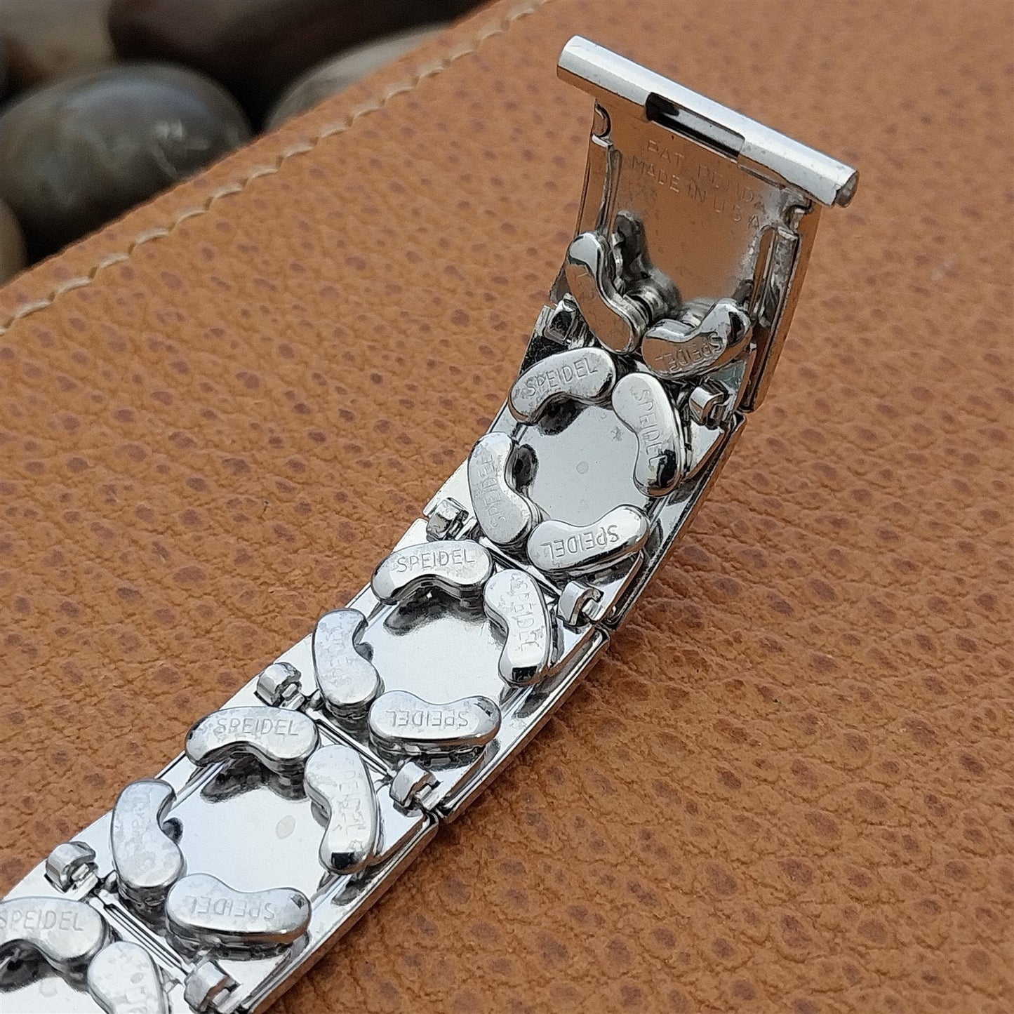 1950s Speidel 10k White Gold-Filled Checkerboard Unused Vintage Watch Band