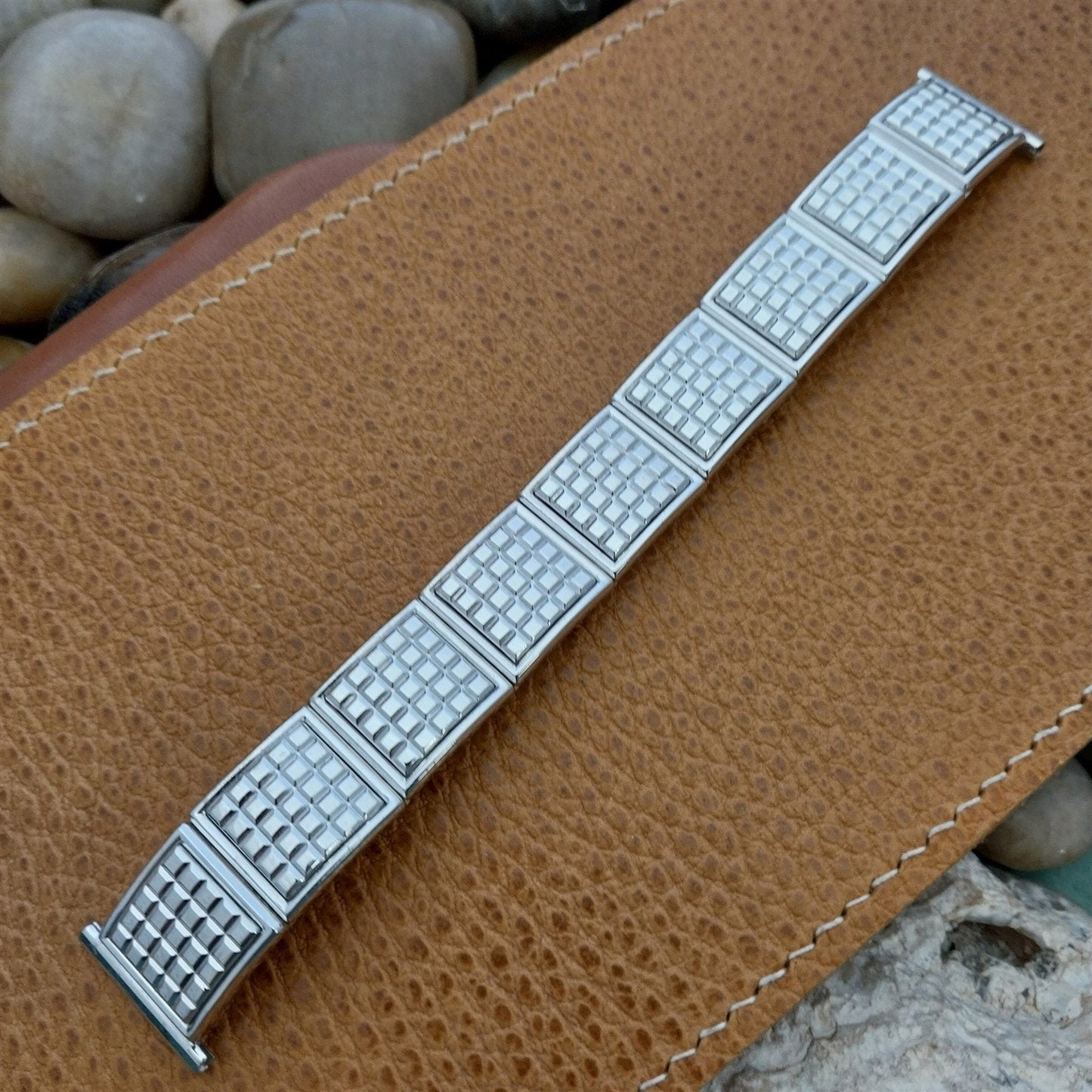 1950s Speidel 10k White Gold-Filled Checkerboard Unused Vintage Watch Band