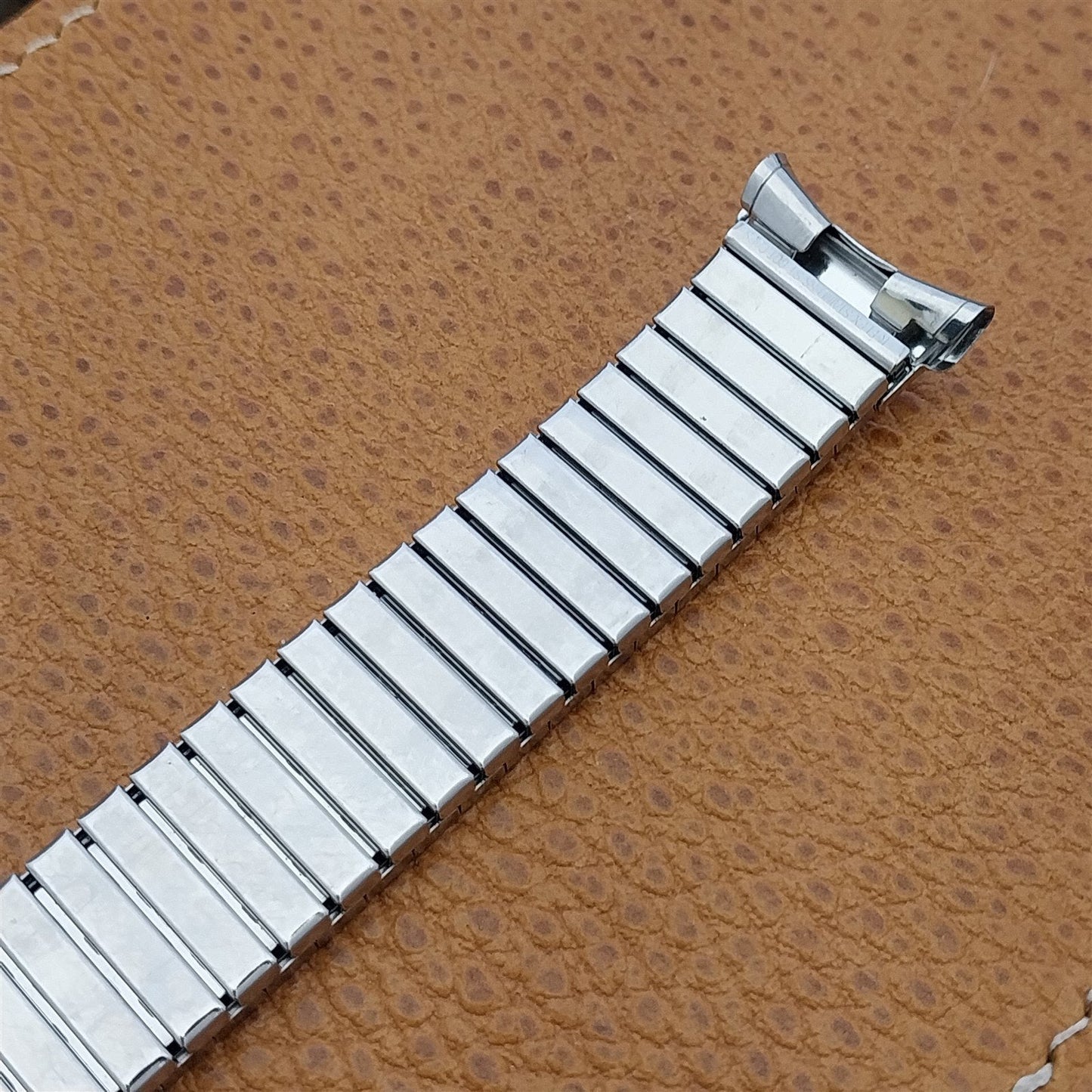 18mm 19mm Stainless Steel Long Expansion Speidel USA 1960s Vintage Watch Band