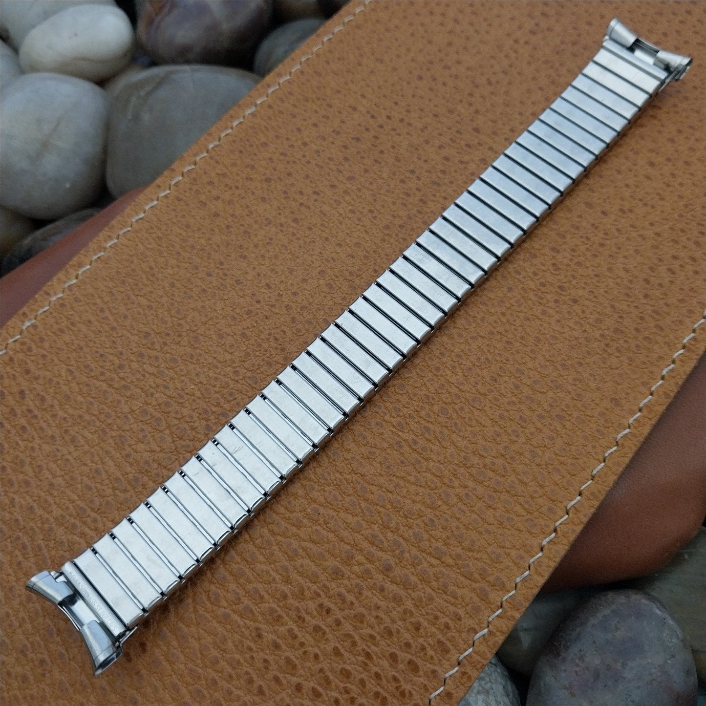 18mm 19mm Stainless Steel Long Expansion Speidel USA 1960s Vintage Watch Band