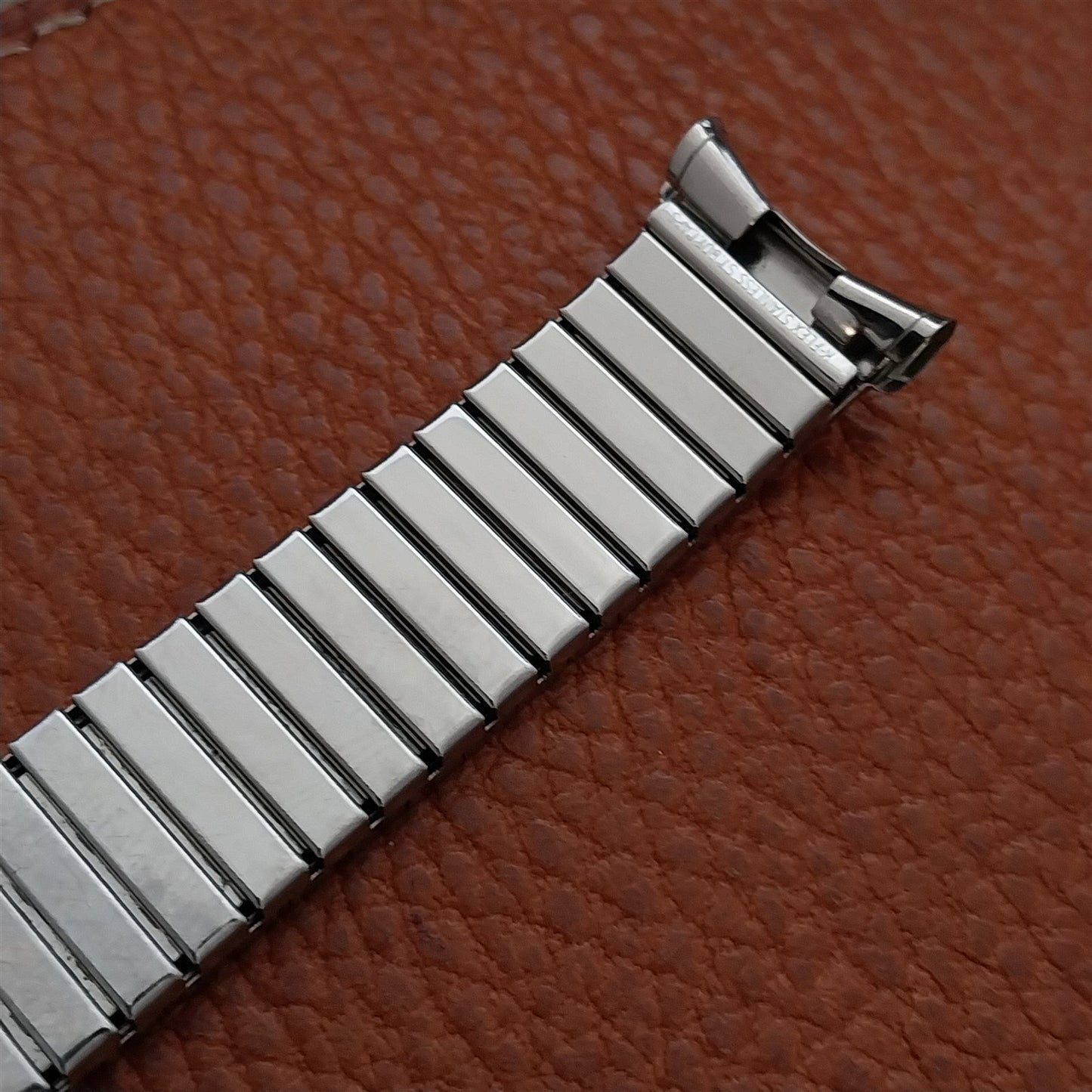 18mm 19mm Stainless Steel Long Expansion Speidel USA 1960s Vintage Watch Band