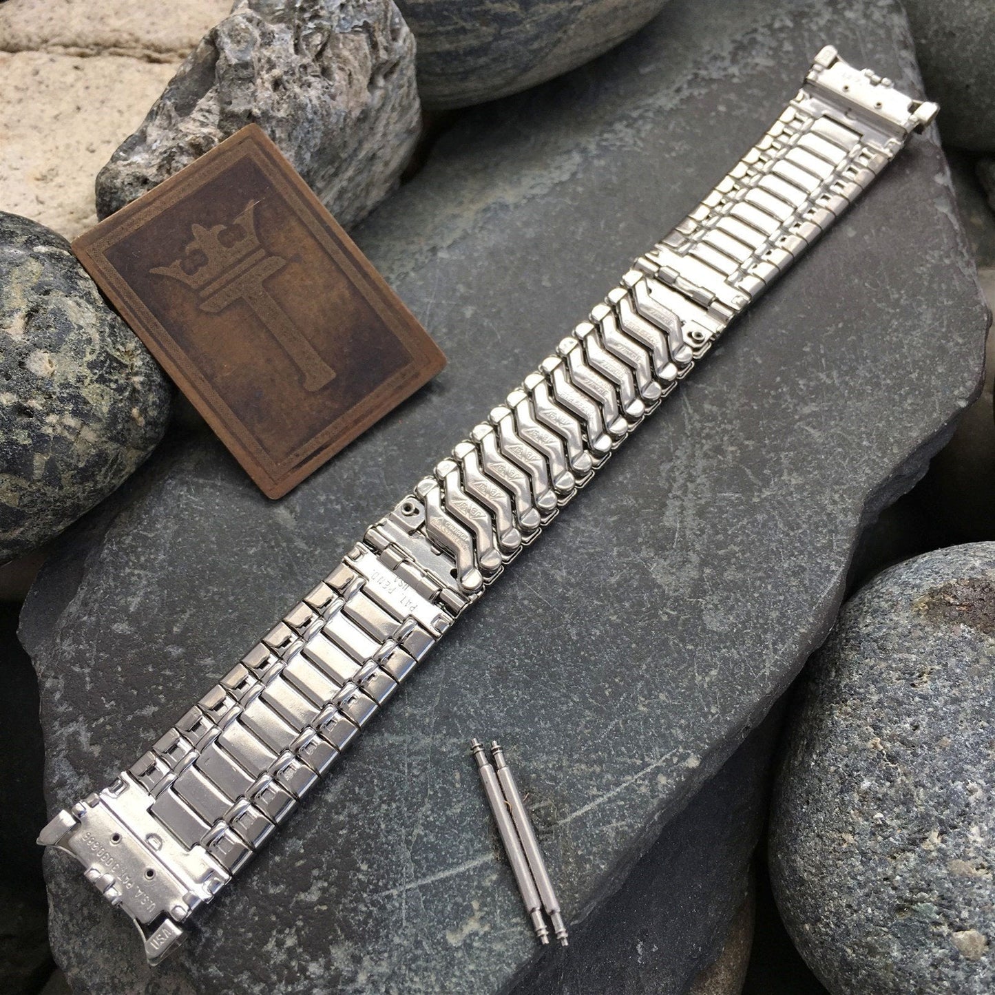 19mm 18mm JB Champion Tiger Stripe Stainless Steel 1960s Vintage Watch Band