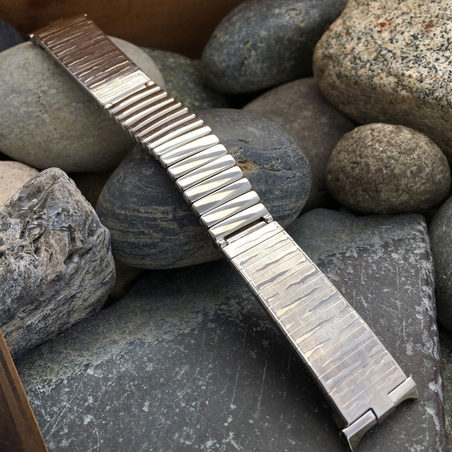 19mm 18mm JB Champion Tiger Stripe Stainless Steel 1960s Vintage Watch Band