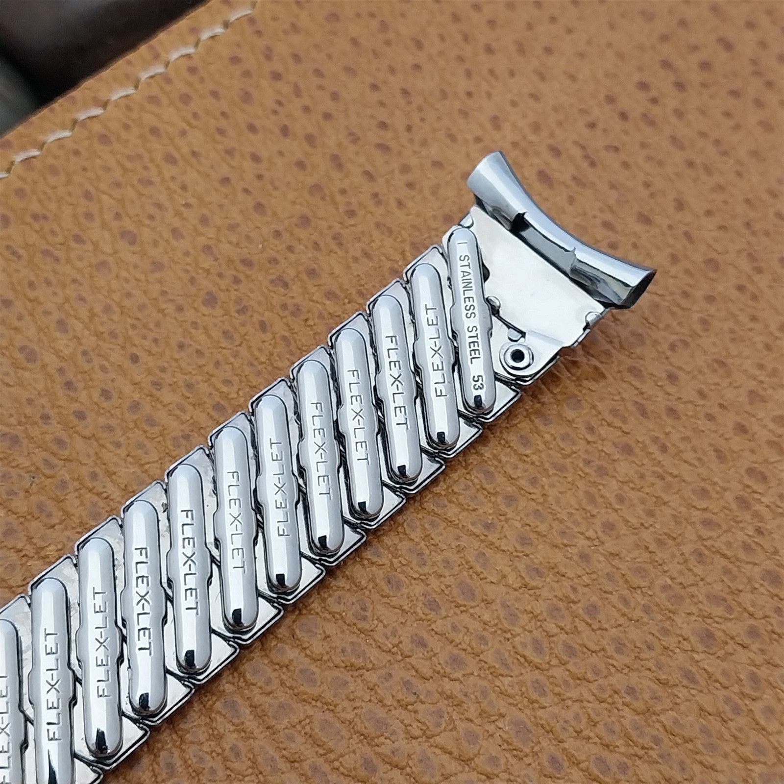 Flex-Let Round-About Long Stainless Steel nos 1950s Vintage Watch Band