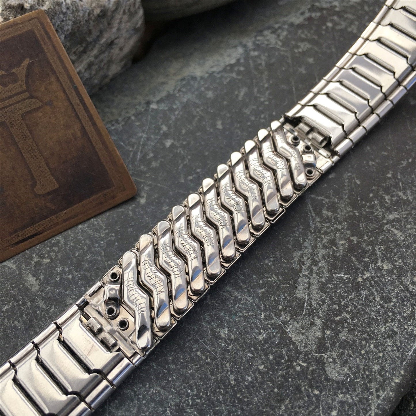 18mm 19mm 10k White Gold-Filled nos Kreisler USA 1960s Vintage Watch Band