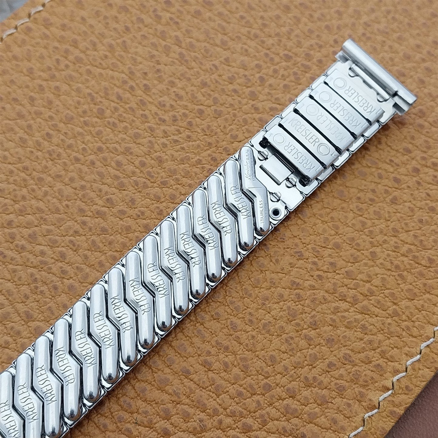 17.2mm 11/16" Kreisler USA 10k White Gold-Filled nos 1960s Vintage Watch Band