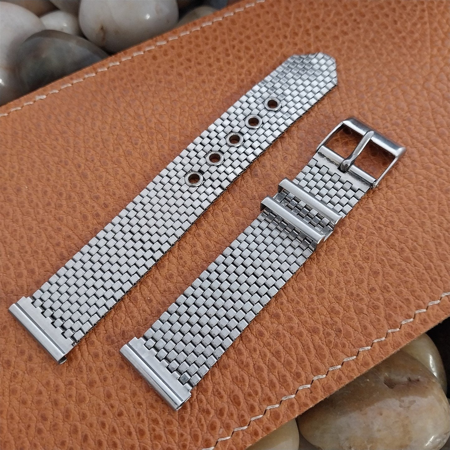 1960s Stainless Steel Mesh Belt Buckle Style 17.2mm Unused Vintage Watch Band