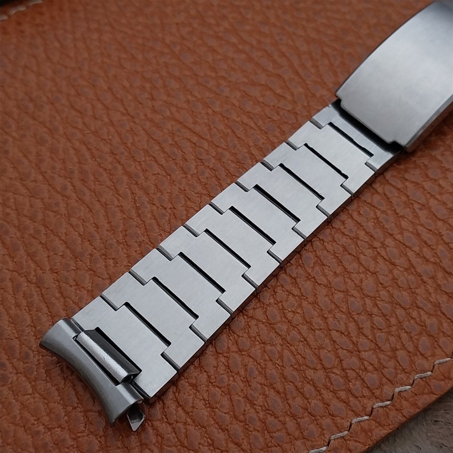 Vintage 17mm Lenox Stainless Steel Solid Link Classic 1970s Unused Watch Band