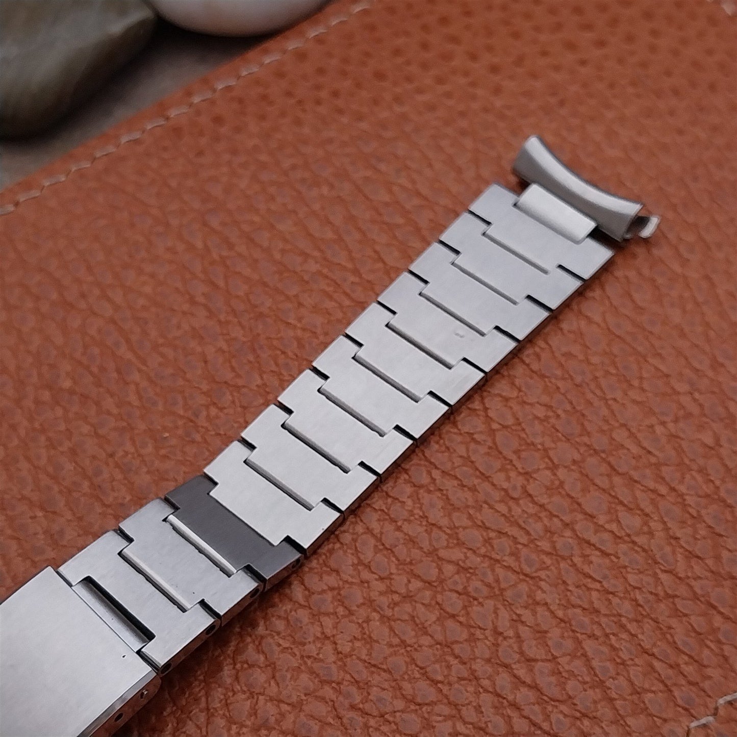 Vintage 17mm Lenox Stainless Steel Solid Link Classic 1970s Unused Watch Band