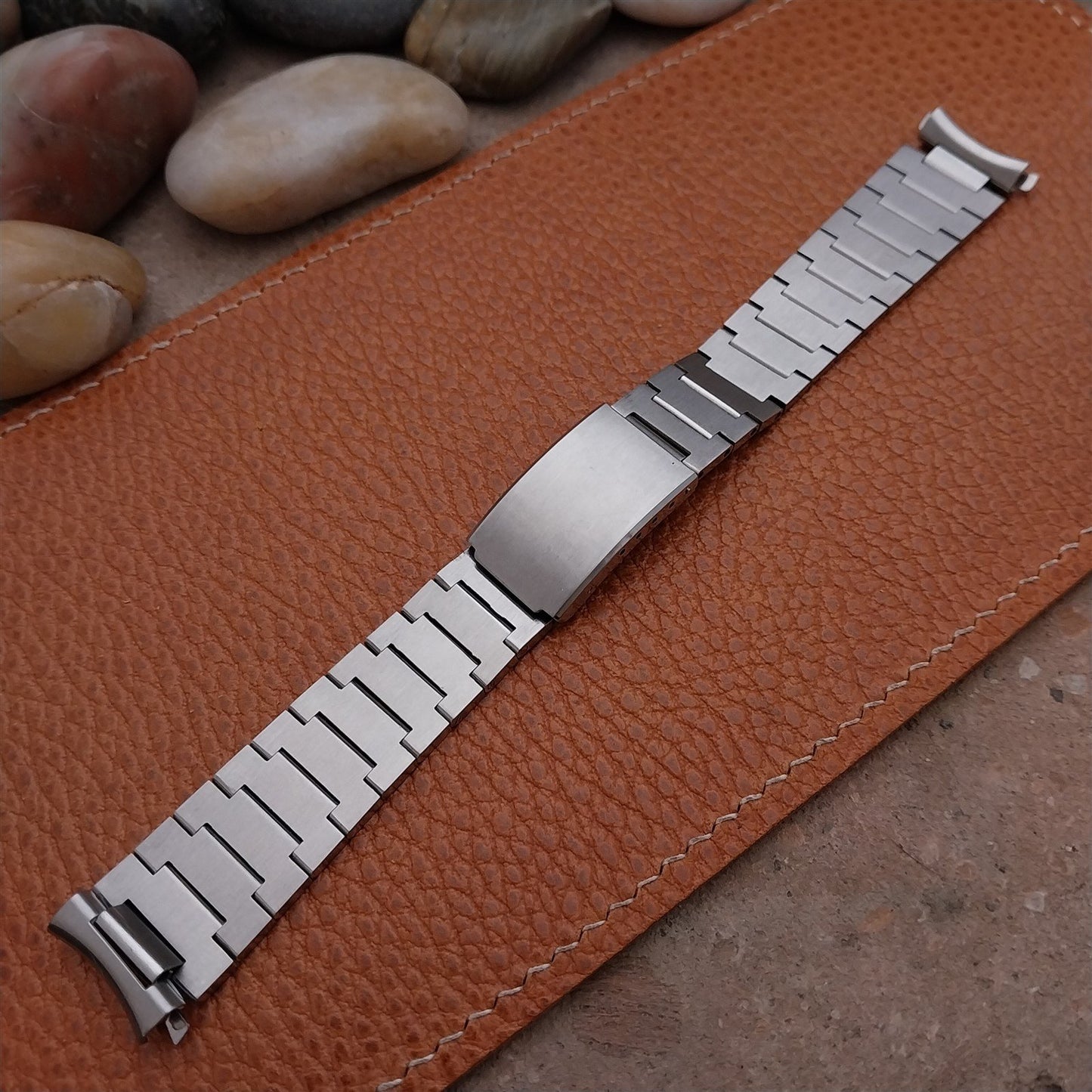 Vintage 17mm Lenox Stainless Steel Solid Link Classic 1970s Unused Watch Band