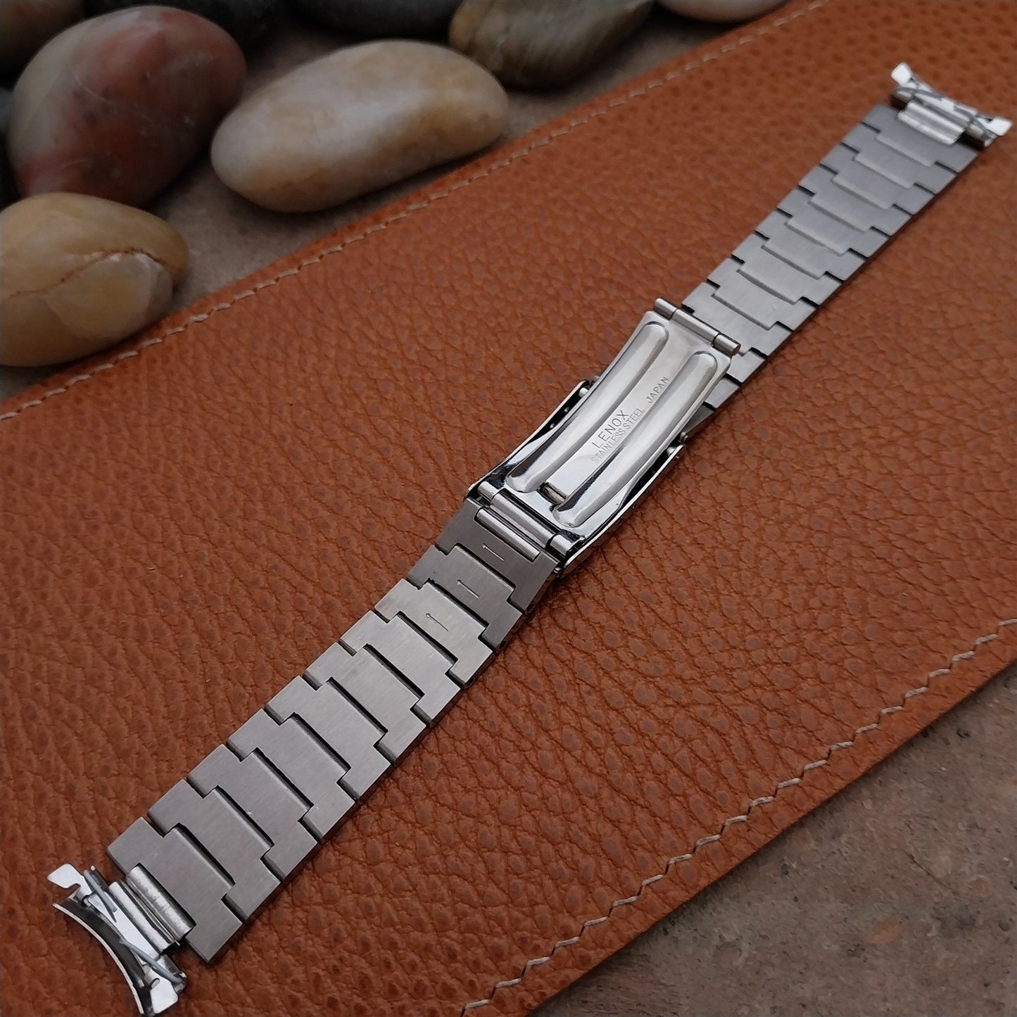 Vintage 17mm Lenox Stainless Steel Solid Link Classic 1970s Unused Watch Band
