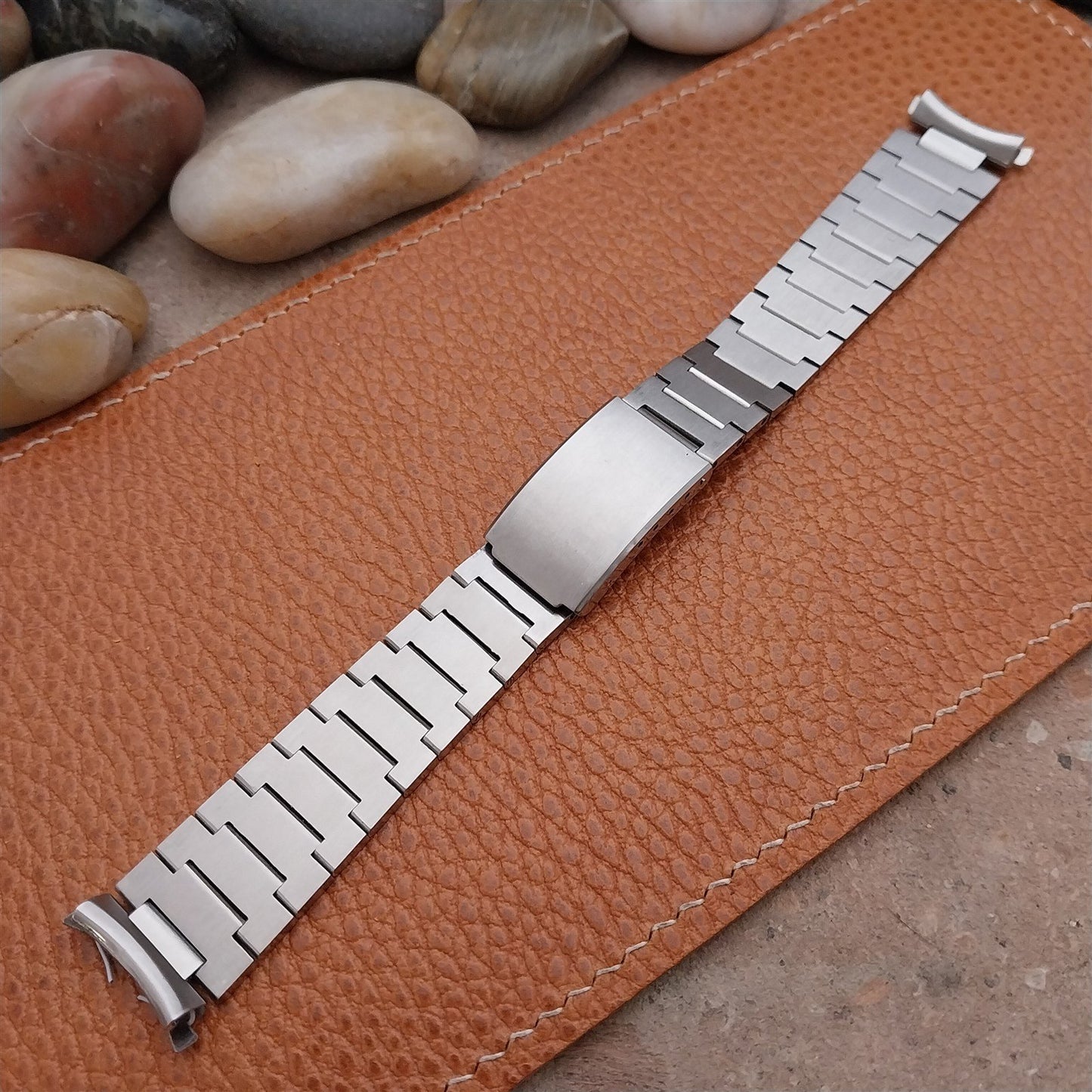 Vintage 17mm Lenox Stainless Steel Solid Link Classic 1970s Unused Watch Band
