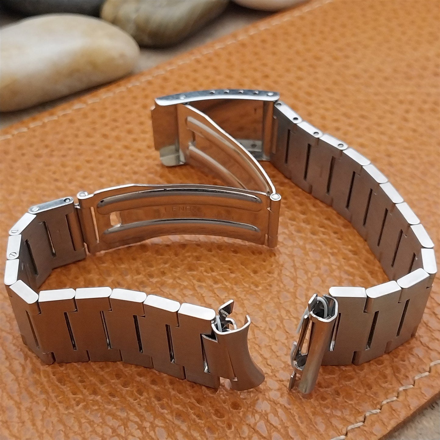 Vintage 17mm Lenox Stainless Steel Solid Link Classic 1970s Unused Watch Band