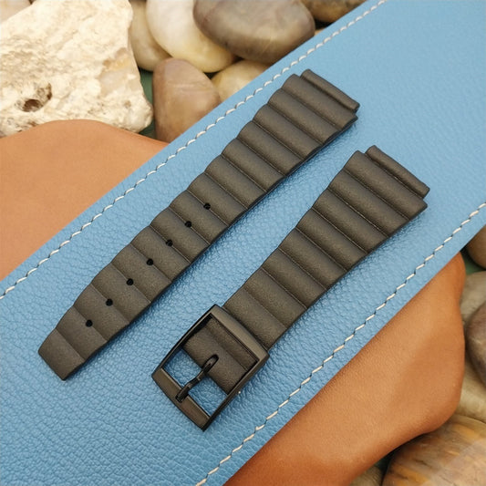 20mm Flared Divers Swiss Buler Black Synthetic Unused 1970s Vintage Watch Band