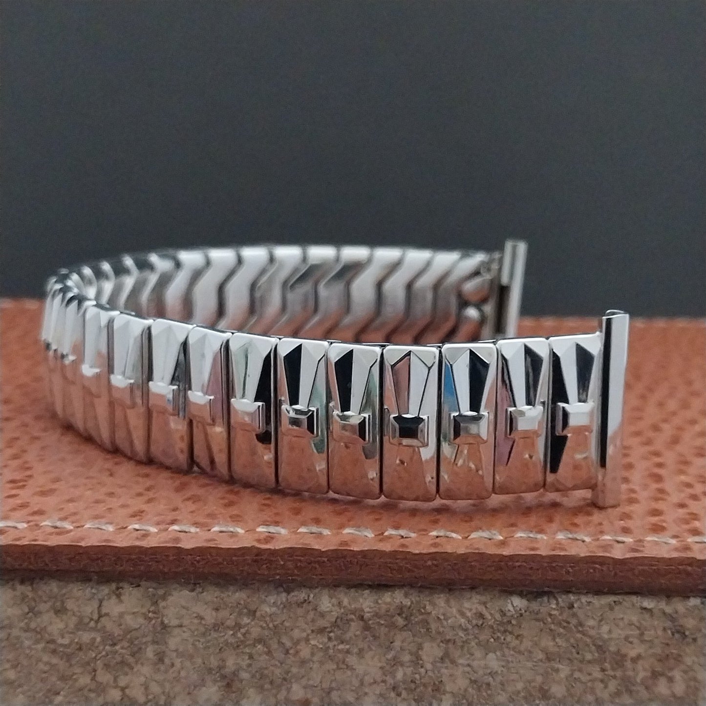 19mm 18mm 16mm White Gold-Filled Speidel High Ridge Long 50s Vintage Watch Band