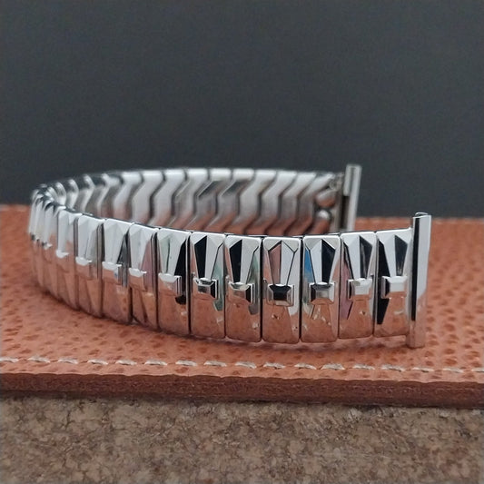 19mm 18mm 16mm White Gold-Filled Speidel High Ridge Long 50s Vintage Watch Band