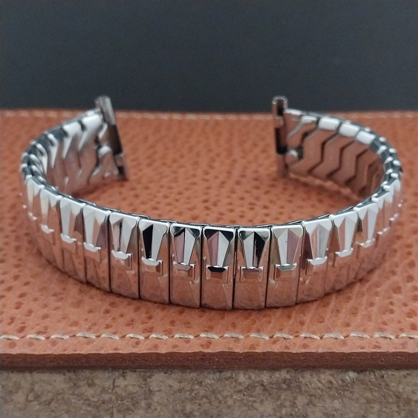 19mm 18mm 16mm White Gold-Filled Speidel High Ridge Long 50s Vintage Watch Band