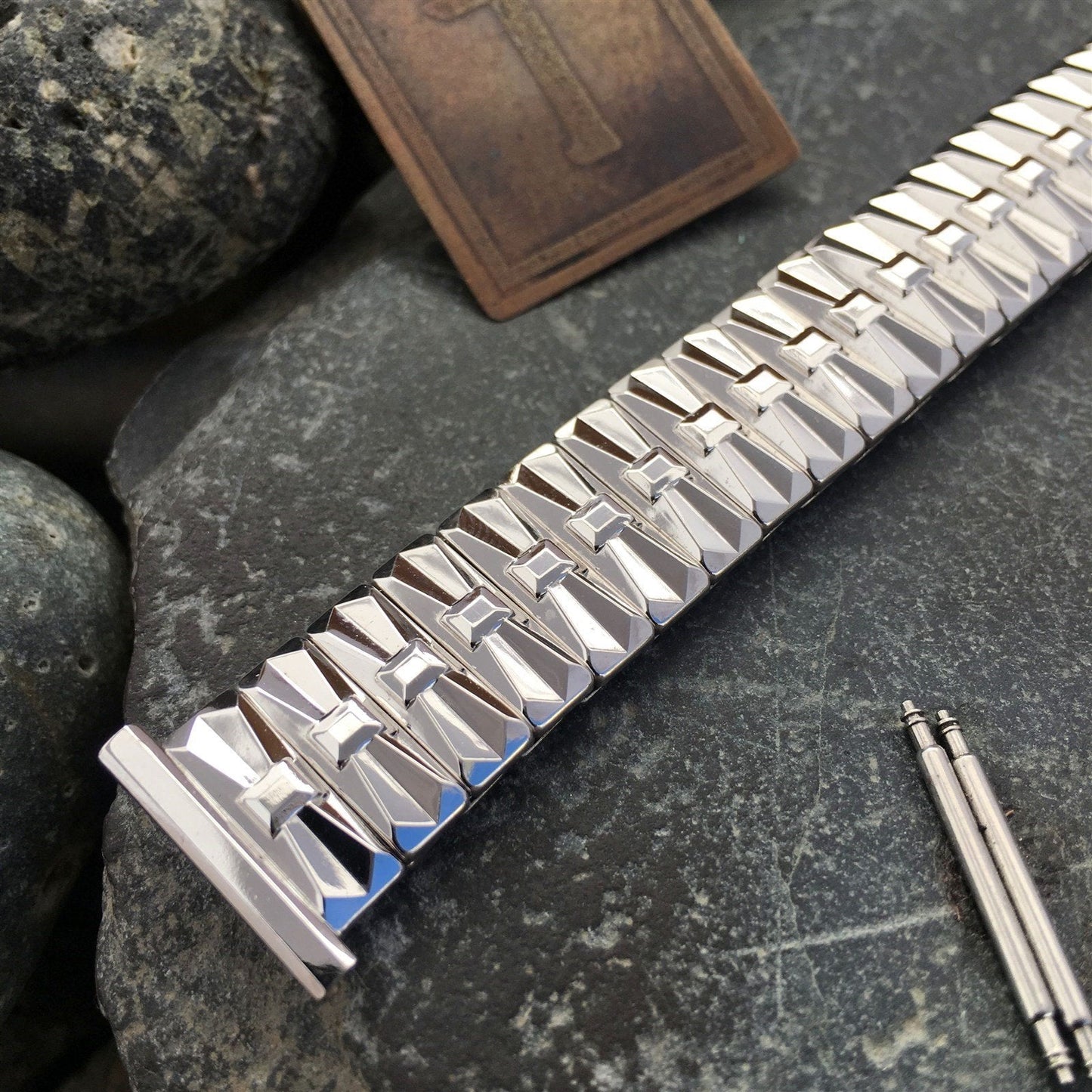 18mm 16mm 10k White Gold-Filled Long nos 1950s Speidel Vintage Watch Band