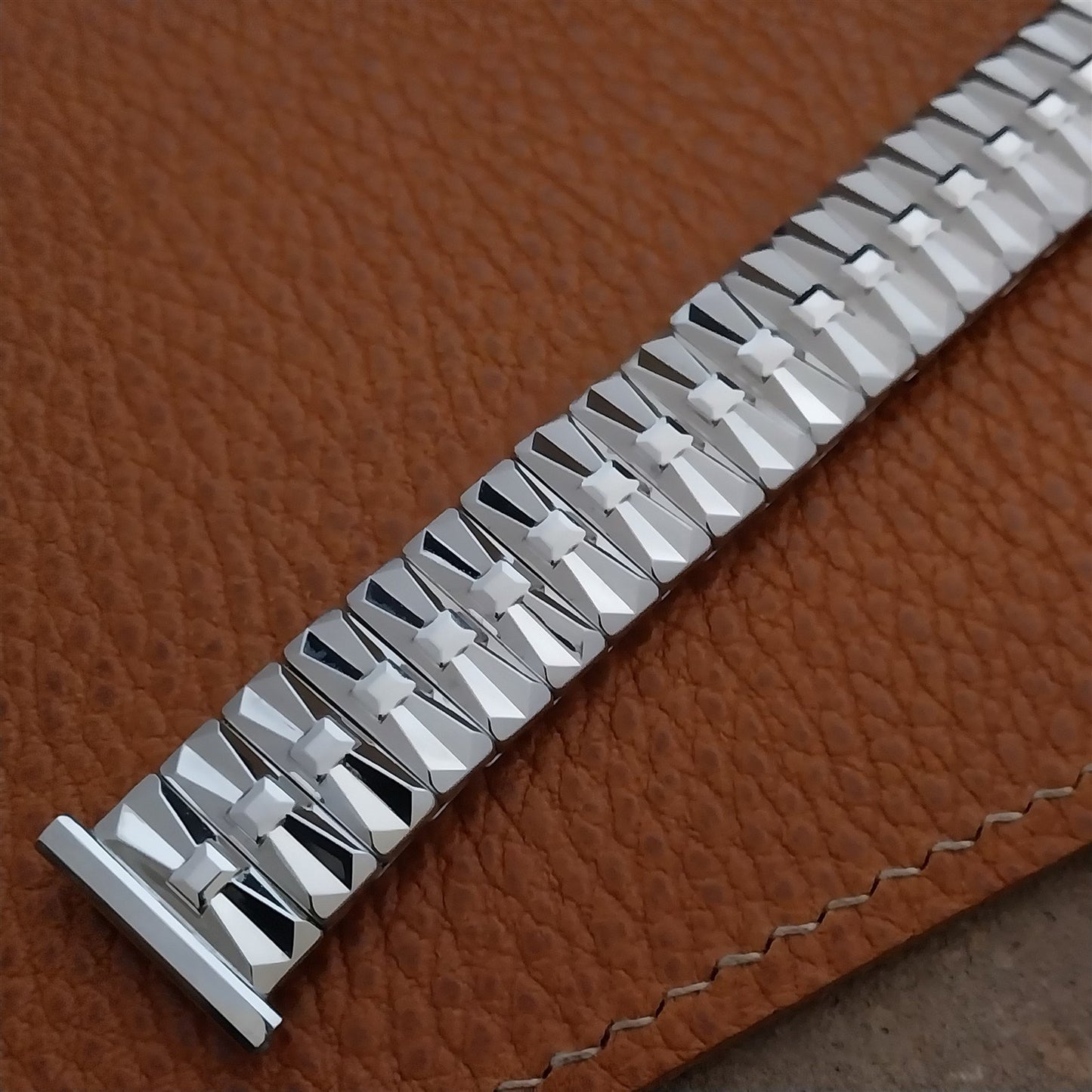 19mm 18mm 16mm White Gold-Filled Speidel High Ridge Long 50s Vintage Watch Band