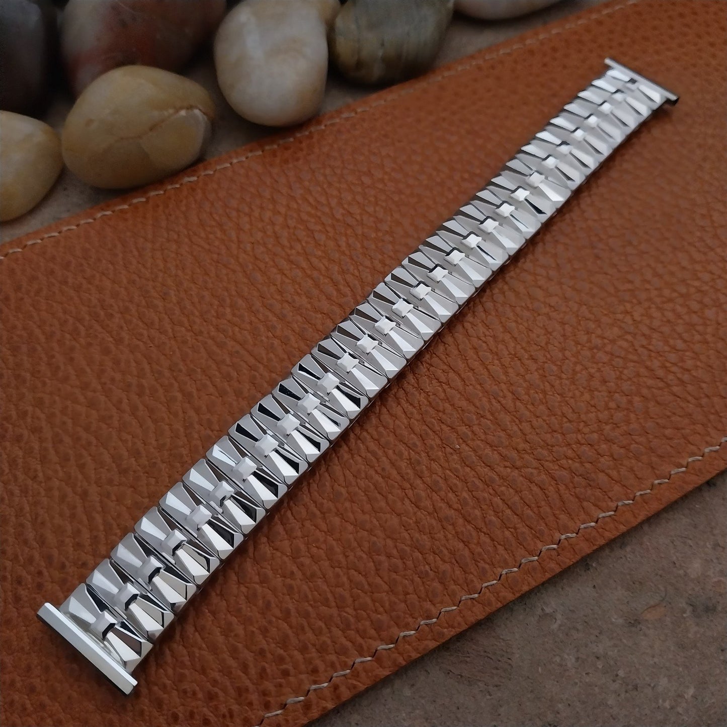 19mm 18mm 16mm White Gold-Filled Speidel High Ridge Long 50s Vintage Watch Band