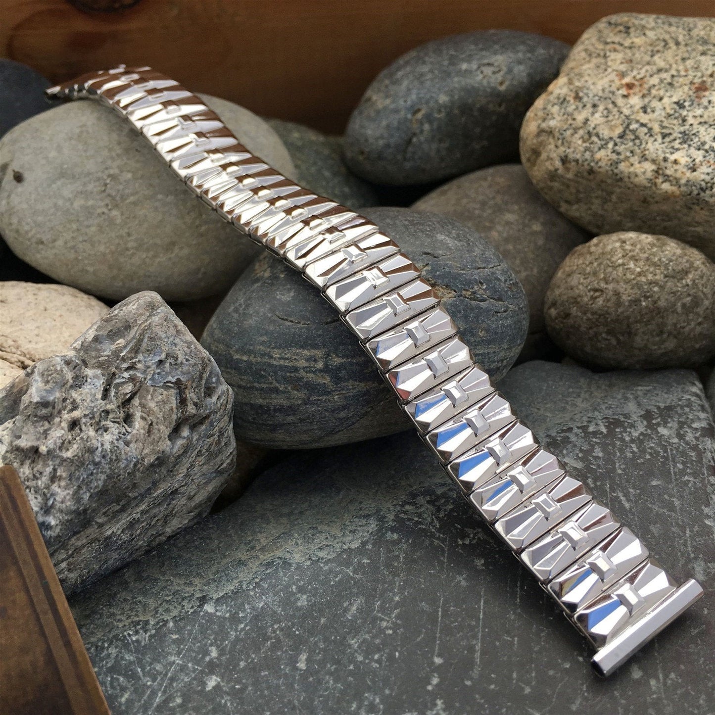 18mm 16mm 10k White Gold-Filled Long nos 1950s Speidel Vintage Watch Band