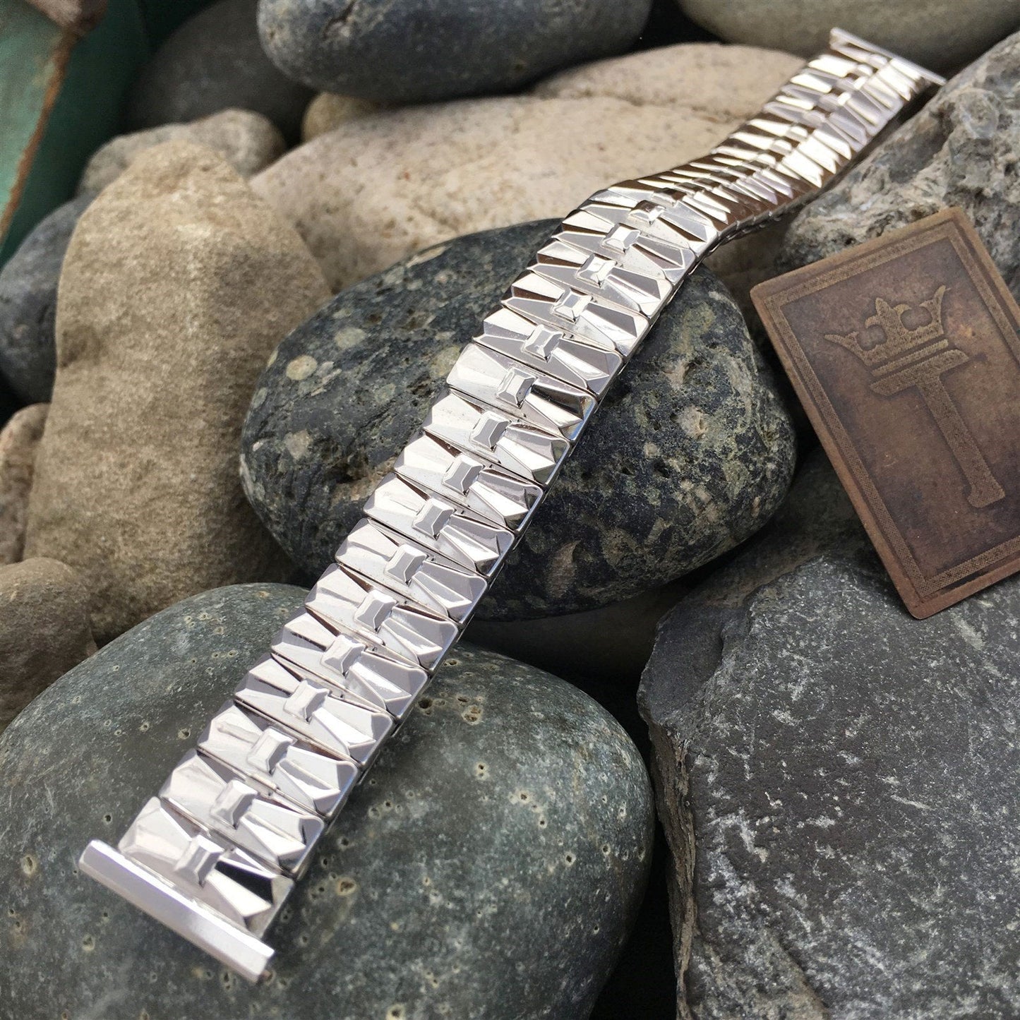 18mm 16mm 10k White Gold-Filled Long nos 1950s Speidel Vintage Watch Band