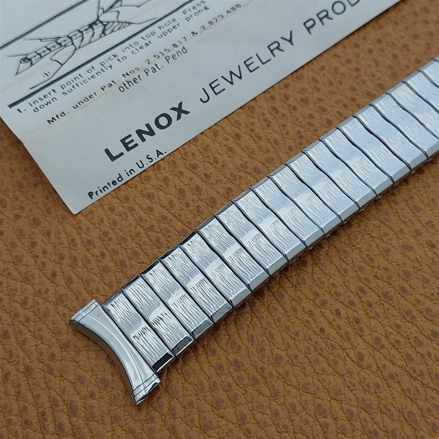 16mm 18mm 19mm Stainless Steel Expansion nos 1960s Watch Band Lenox USA