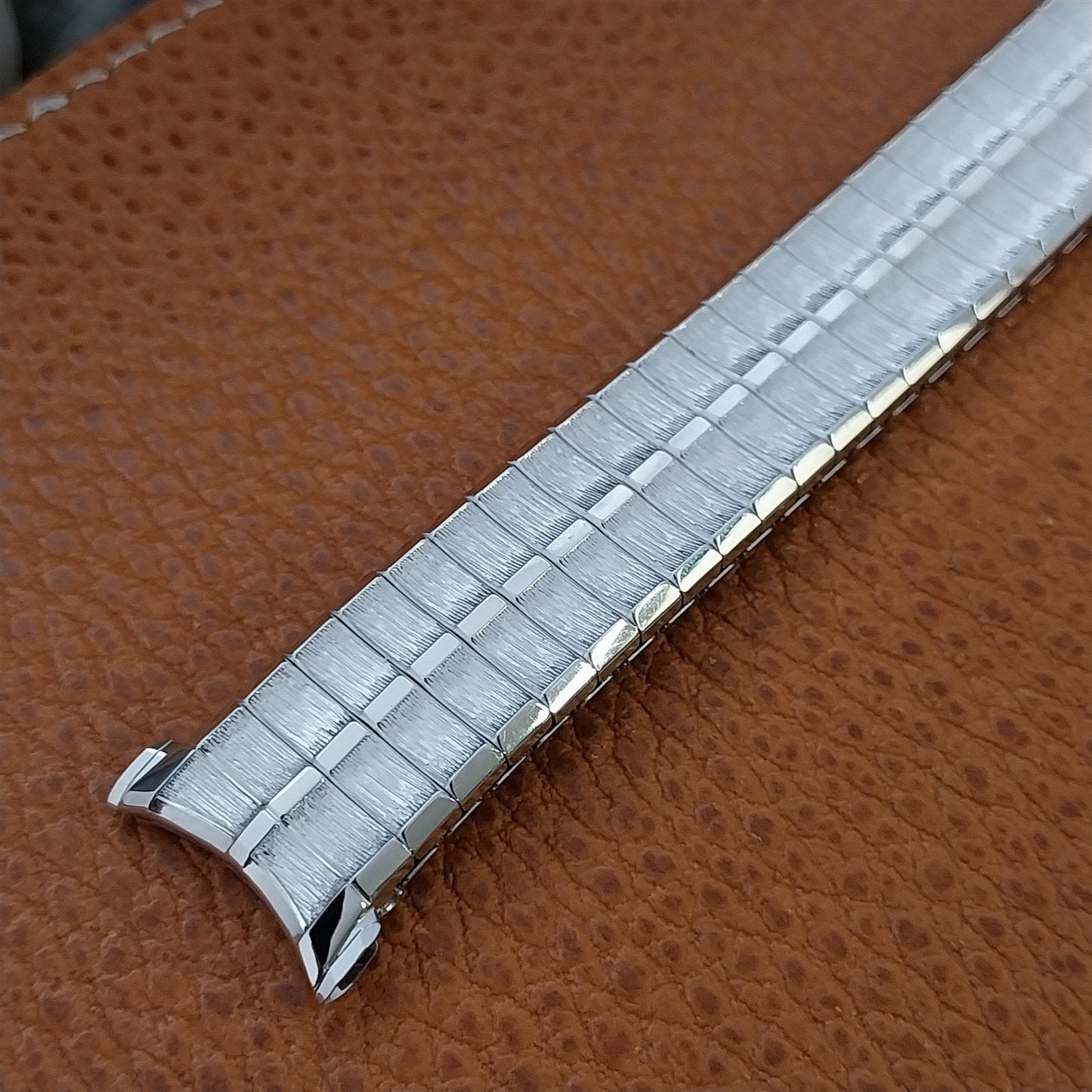 19mm 18mm 17mm White Gold-Filled Speidel High-Ridge nos 1960s Vintage Watch Band