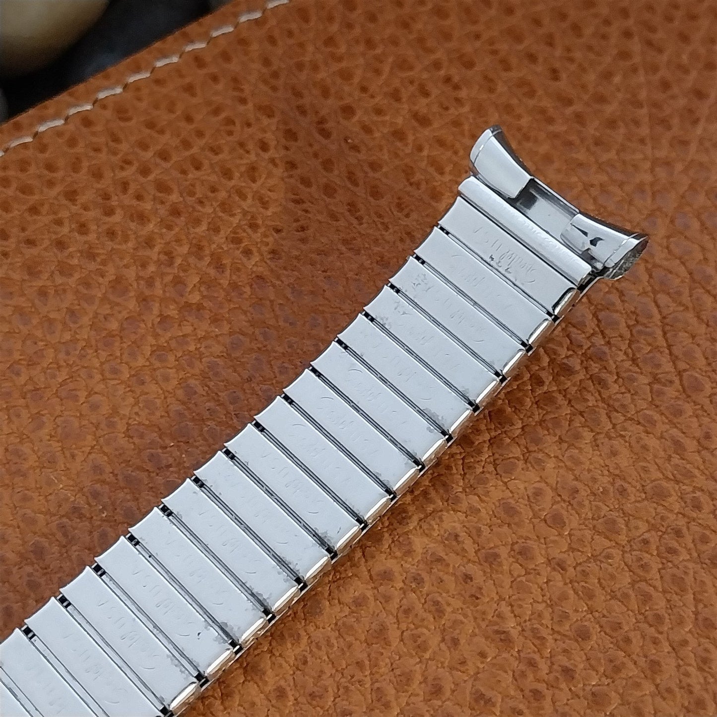 19mm 18mm 17mm White Gold-Filled Speidel High-Ridge nos 1960s Vintage Watch Band