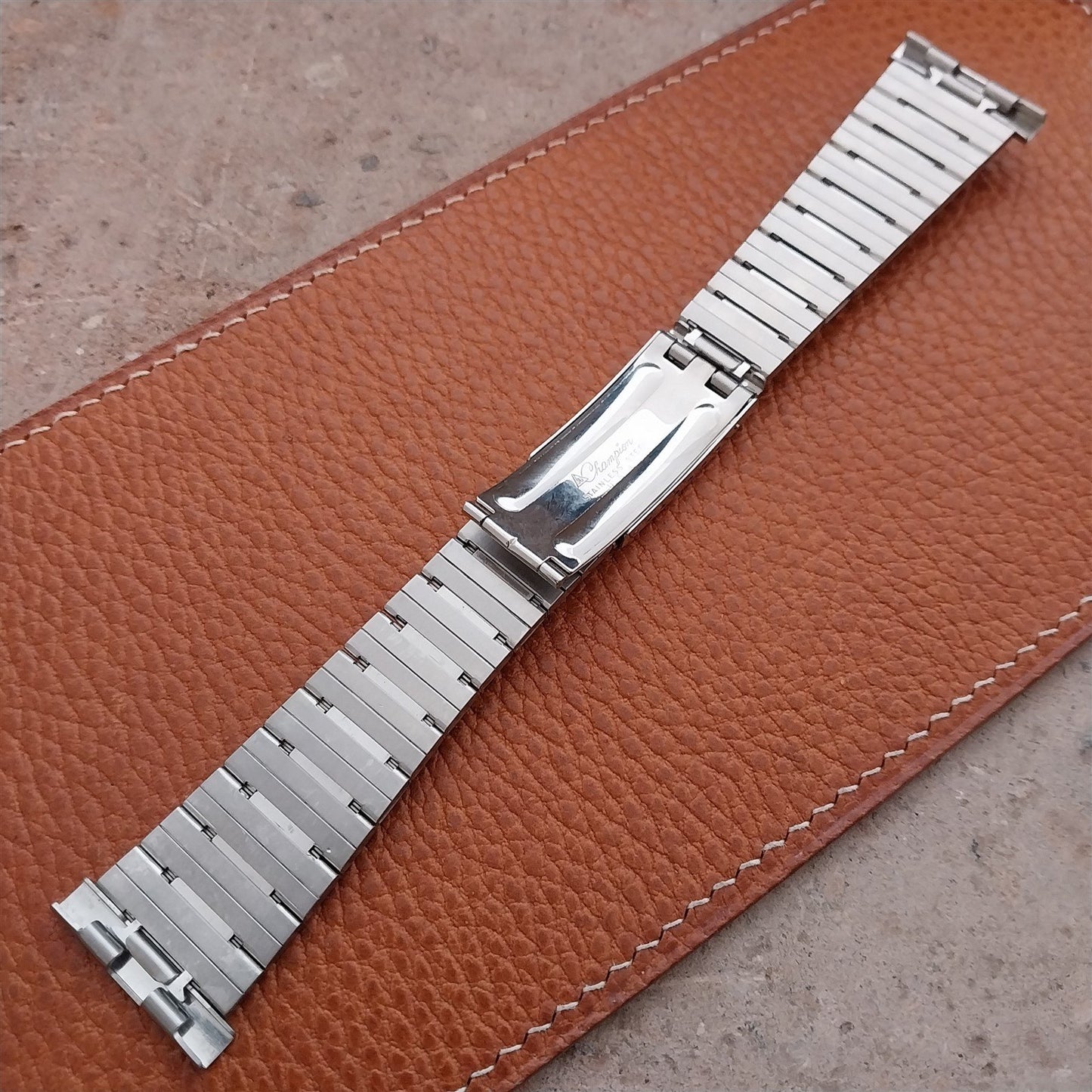 1970s JB Champion 25mm 22mm Stainless Steel Bar Link Vintage Watch Band