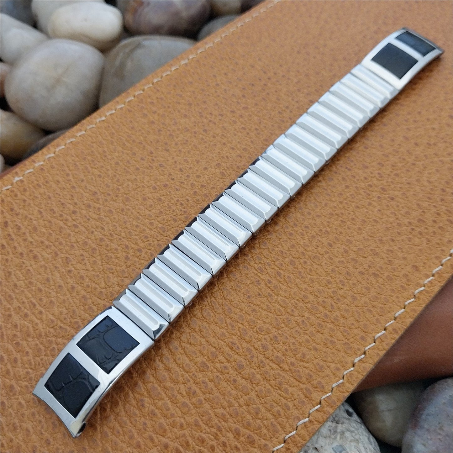 Crown USA 5/8" Stainless Steel & Lizard Long Unused nos 1950s Vintage Watch Band