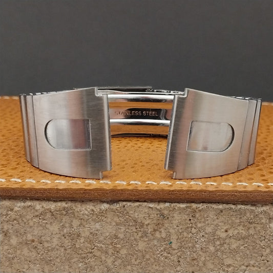 Vintage 20mm Brushed Stainless Steel Classic Flared 1970s nos Unused Watch Band