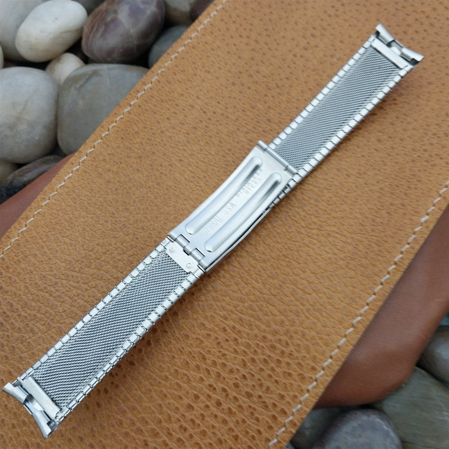 1960s Accutron Tuning Fork Admiral Patina Stainless Steel Vintage Watch Band