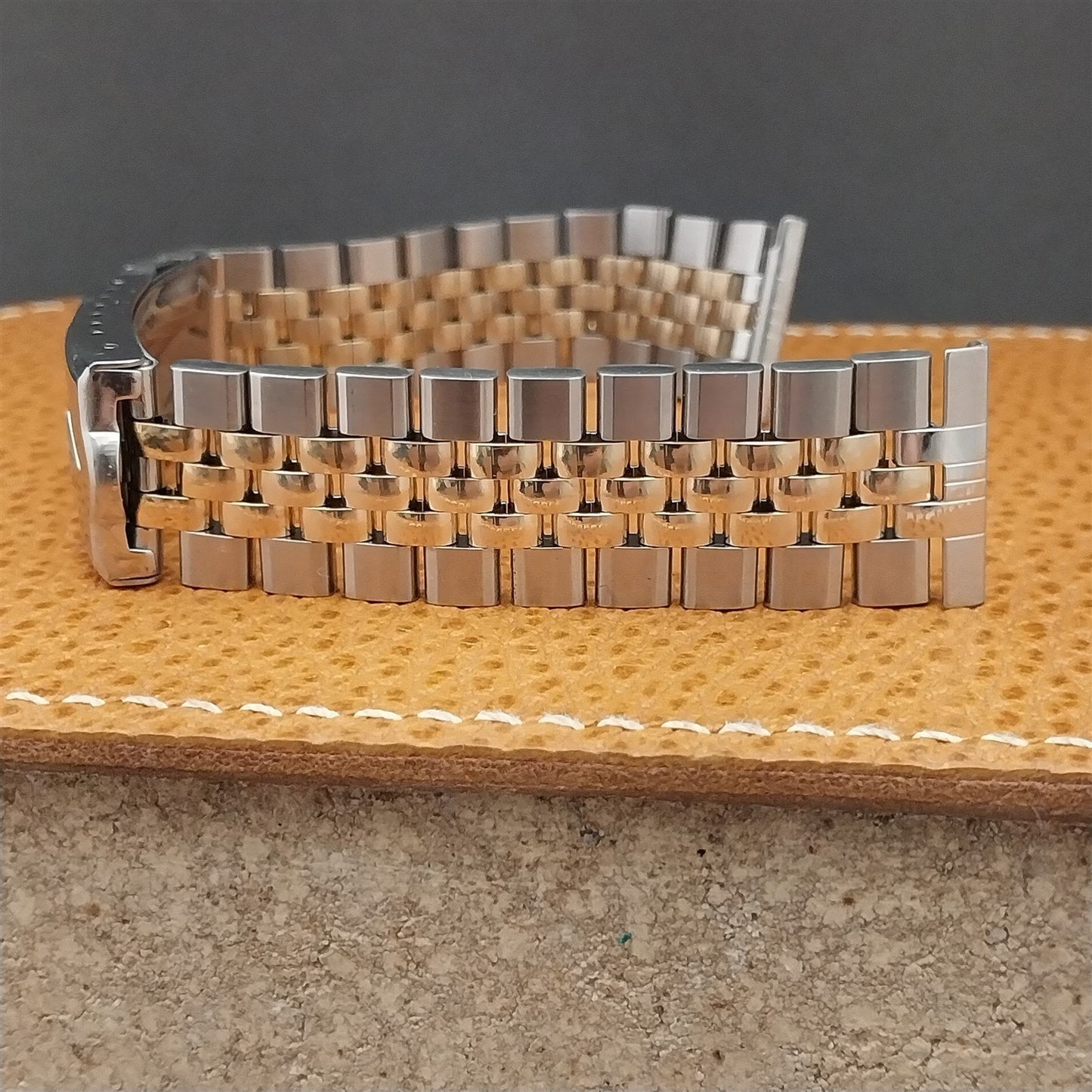 19mm JB Champion Gold rgp & Stainless Steel Solid Link Vintage Watch Band