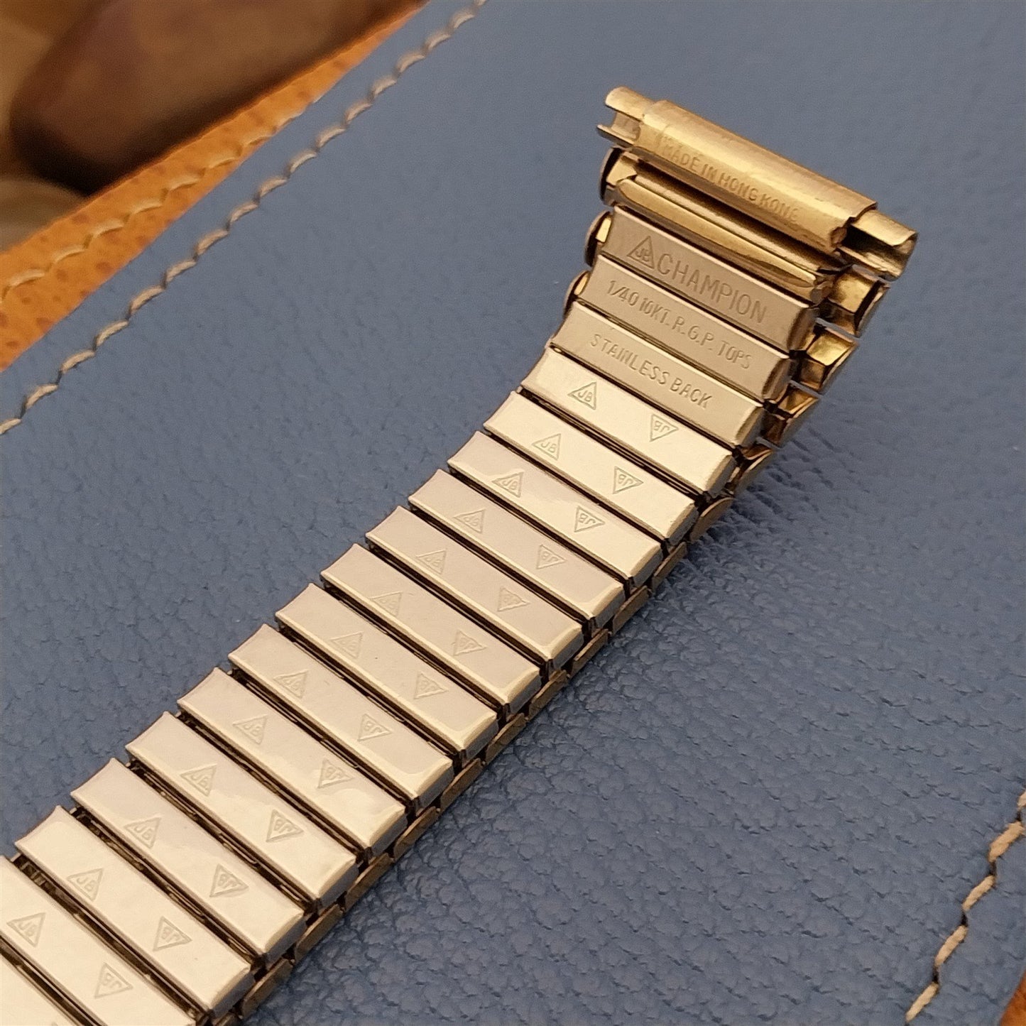 Vintage 20mm 22mm JB Champion Gold RGP Expansion Classic Unused 1970s Watch Band