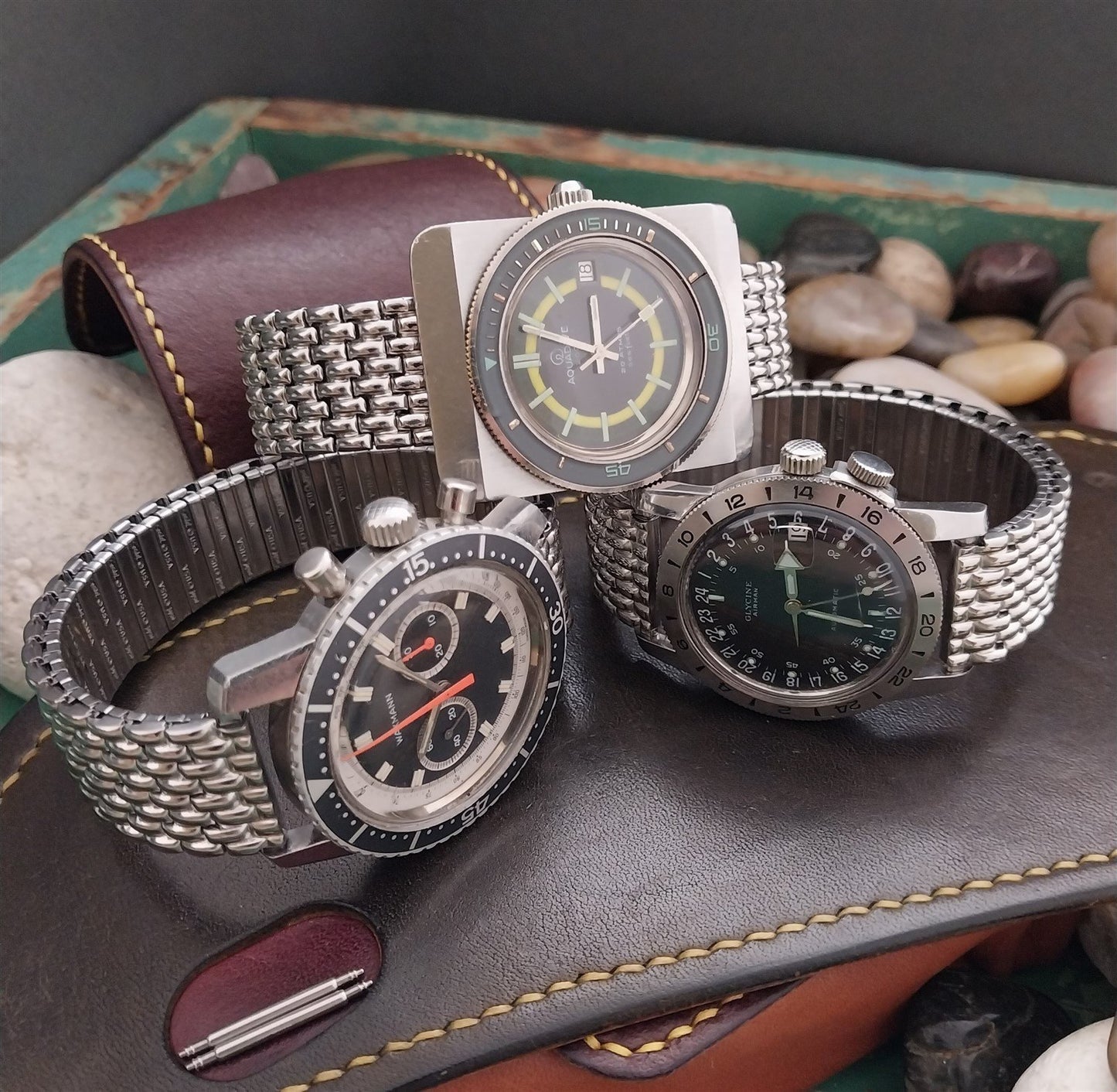 Vintage 19mm 20mm 22mm Rice Beads Wide Stainless Speidel Stretch NOS Watch Band