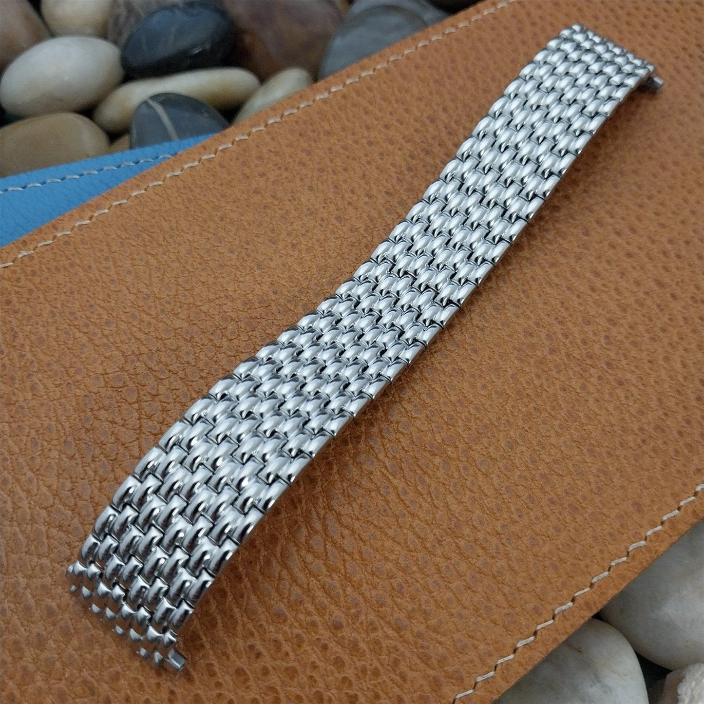 22mm Beads of Rice Wide Stainless Speidel Expansion Unused Vintage Watch Band