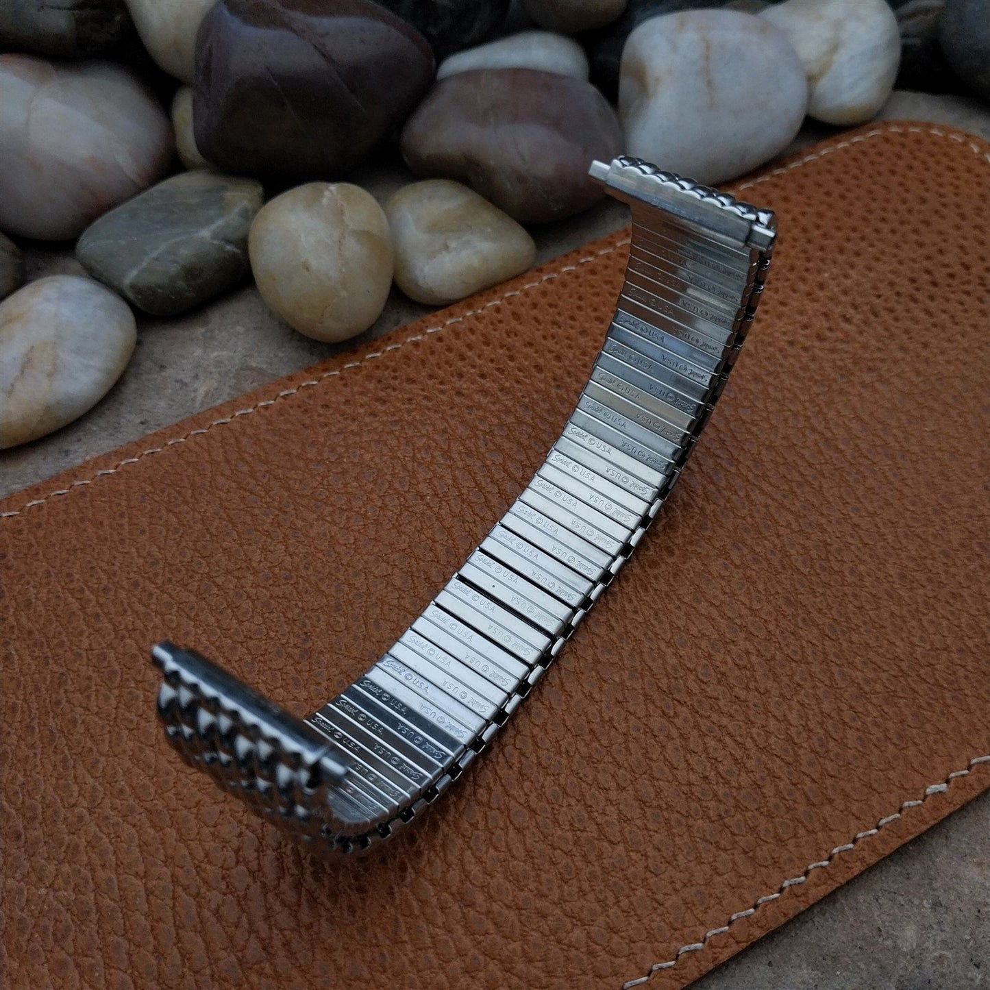 Vintage 19mm 20mm 22mm Rice Beads Wide Stainless Speidel Stretch NOS Watch Band