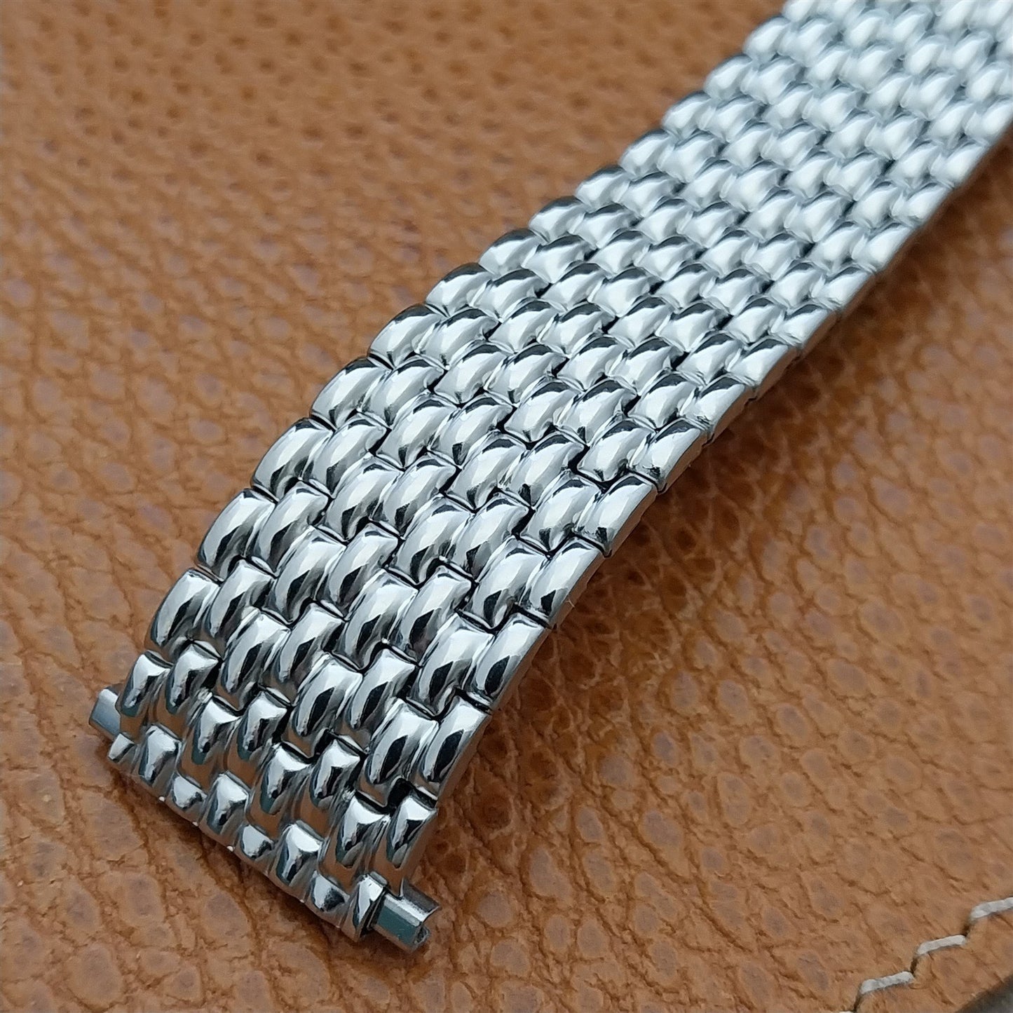 Vintage 19mm 20mm 22mm Rice Beads Wide Stainless Speidel Stretch NOS Watch Band