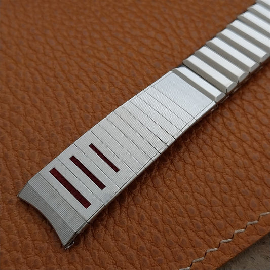 Bulova President Stainless Steel & Red Corfam nos 70s Vintage Watch Band