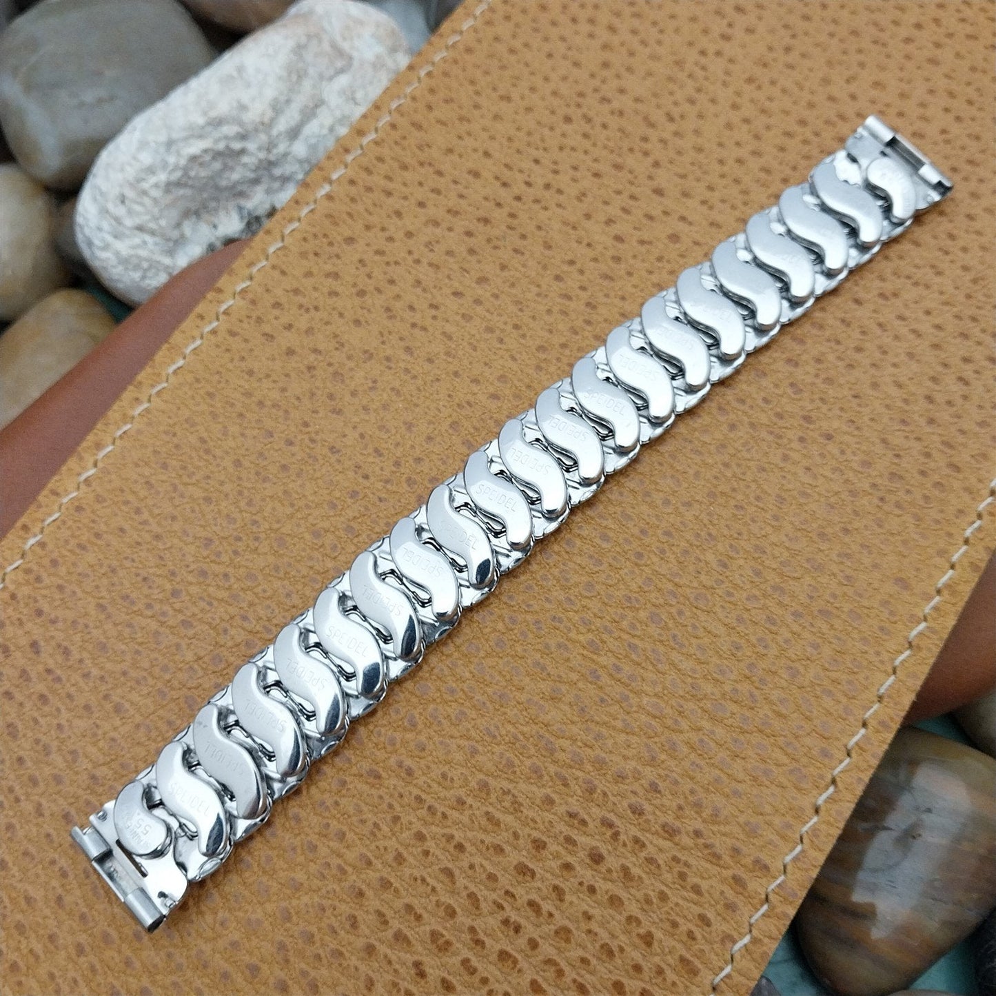 Vintage 1955 Stainless Steel Speidel Cobblestone 5/8" Classic Unused Watch Band