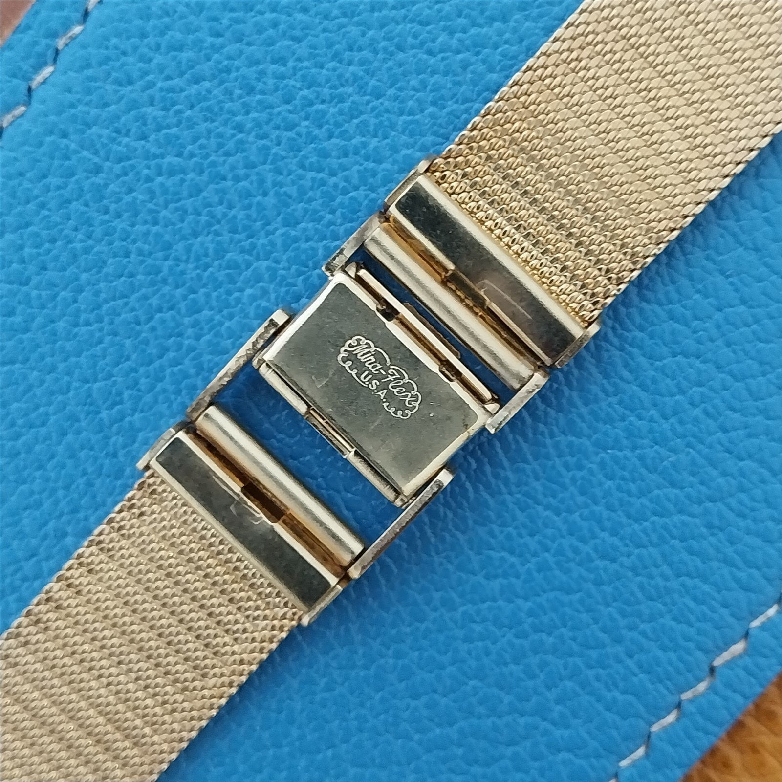 Tab-End Mira-Flex USA Gold rgp Mesh nos Vintage Watch Band