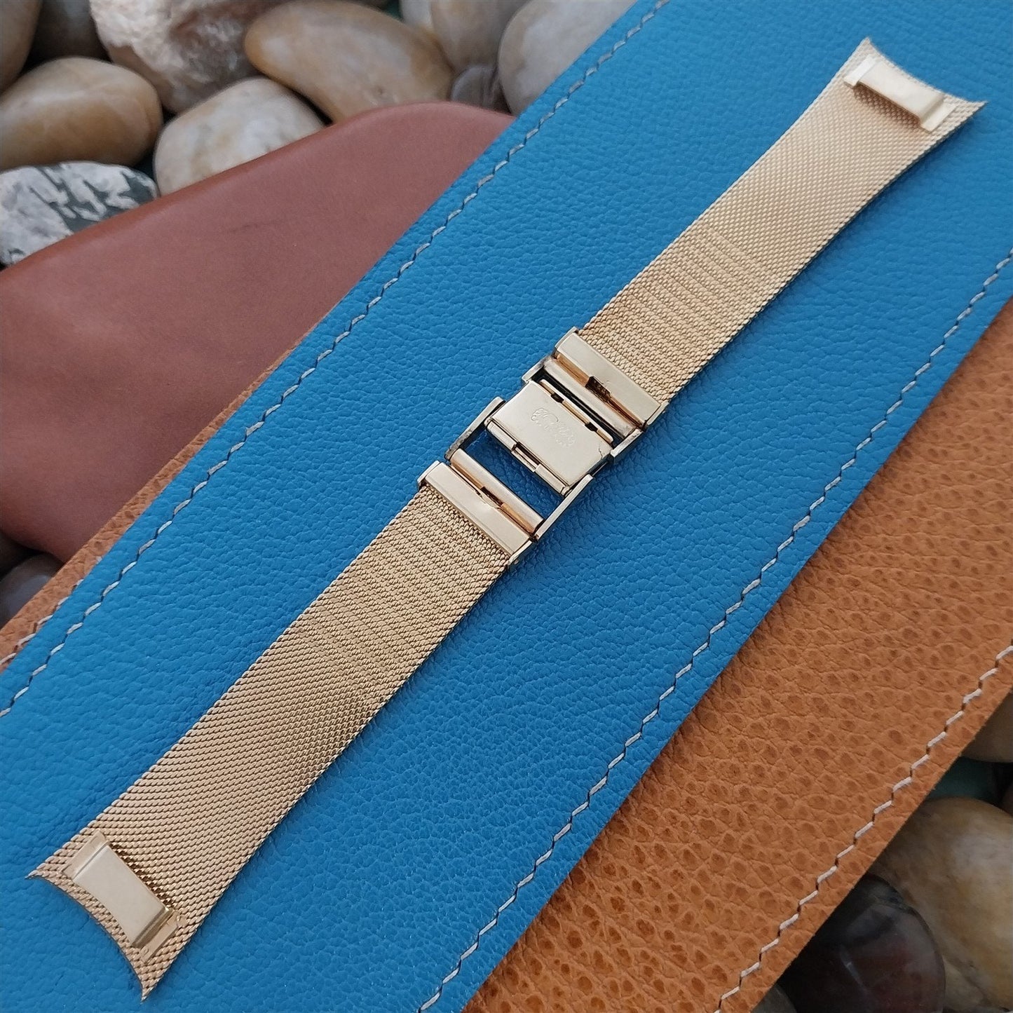 Tab-End Mira-Flex USA Gold rgp Mesh nos Vintage Watch Band