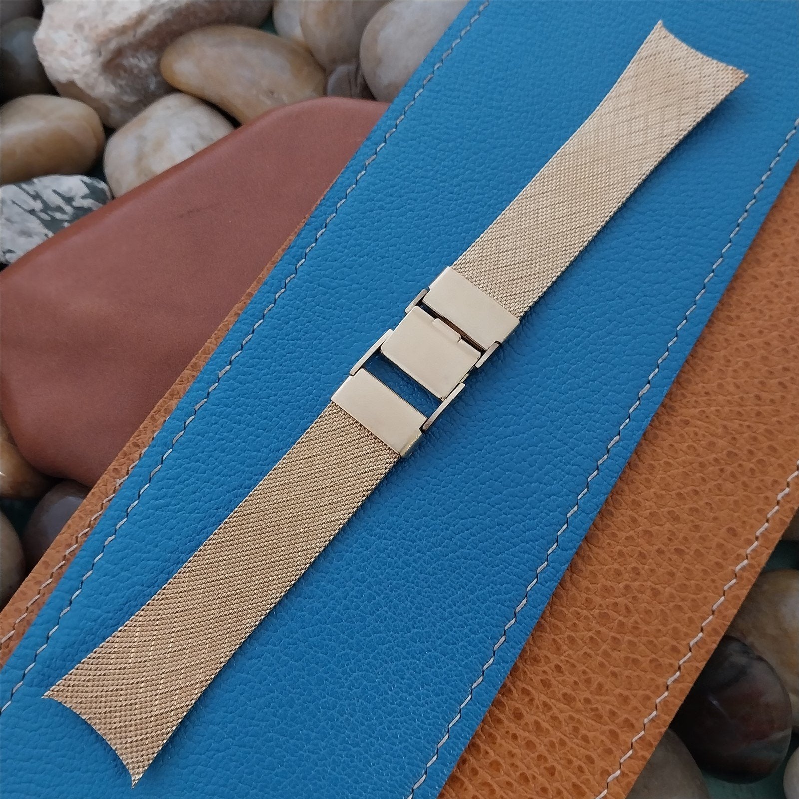 Tab-End Mira-Flex USA Gold rgp Mesh nos Vintage Watch Band