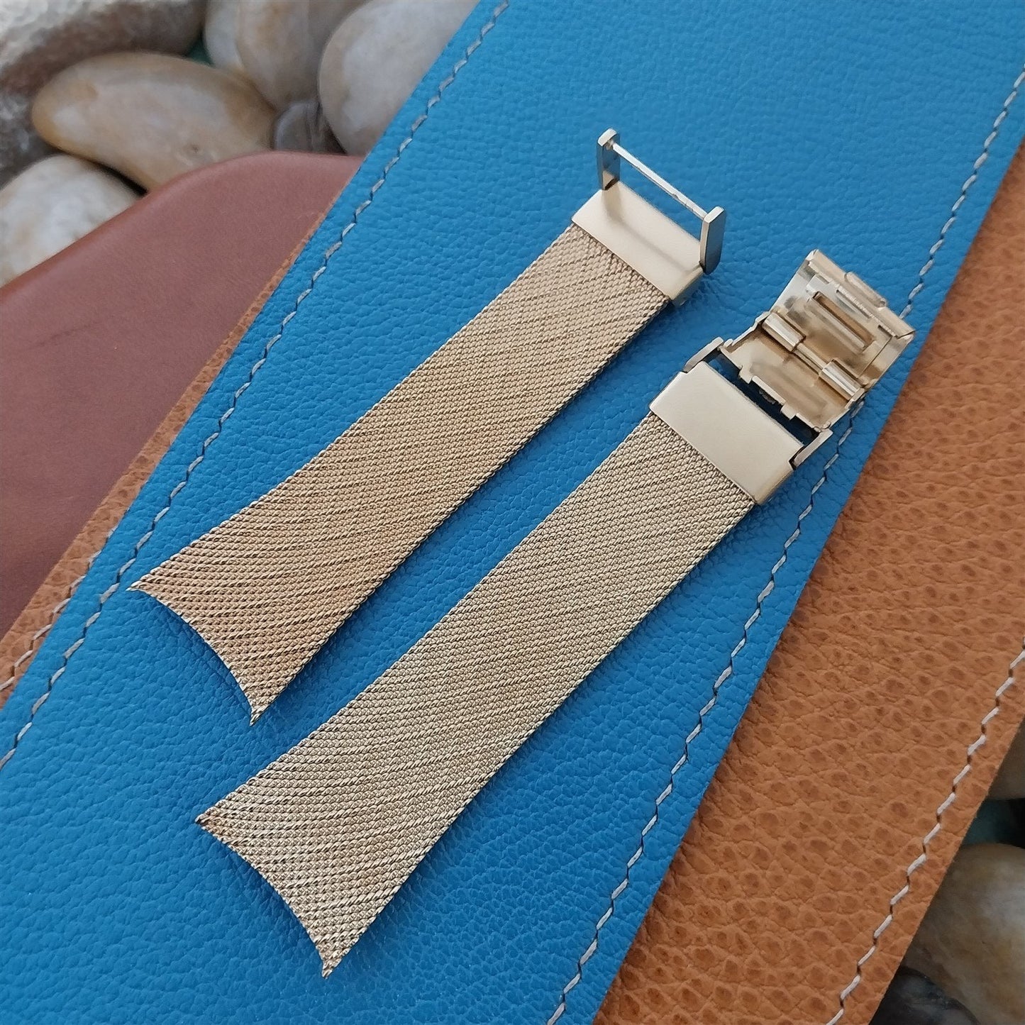 Tab-End Mira-Flex USA Gold rgp Mesh nos Vintage Watch Band