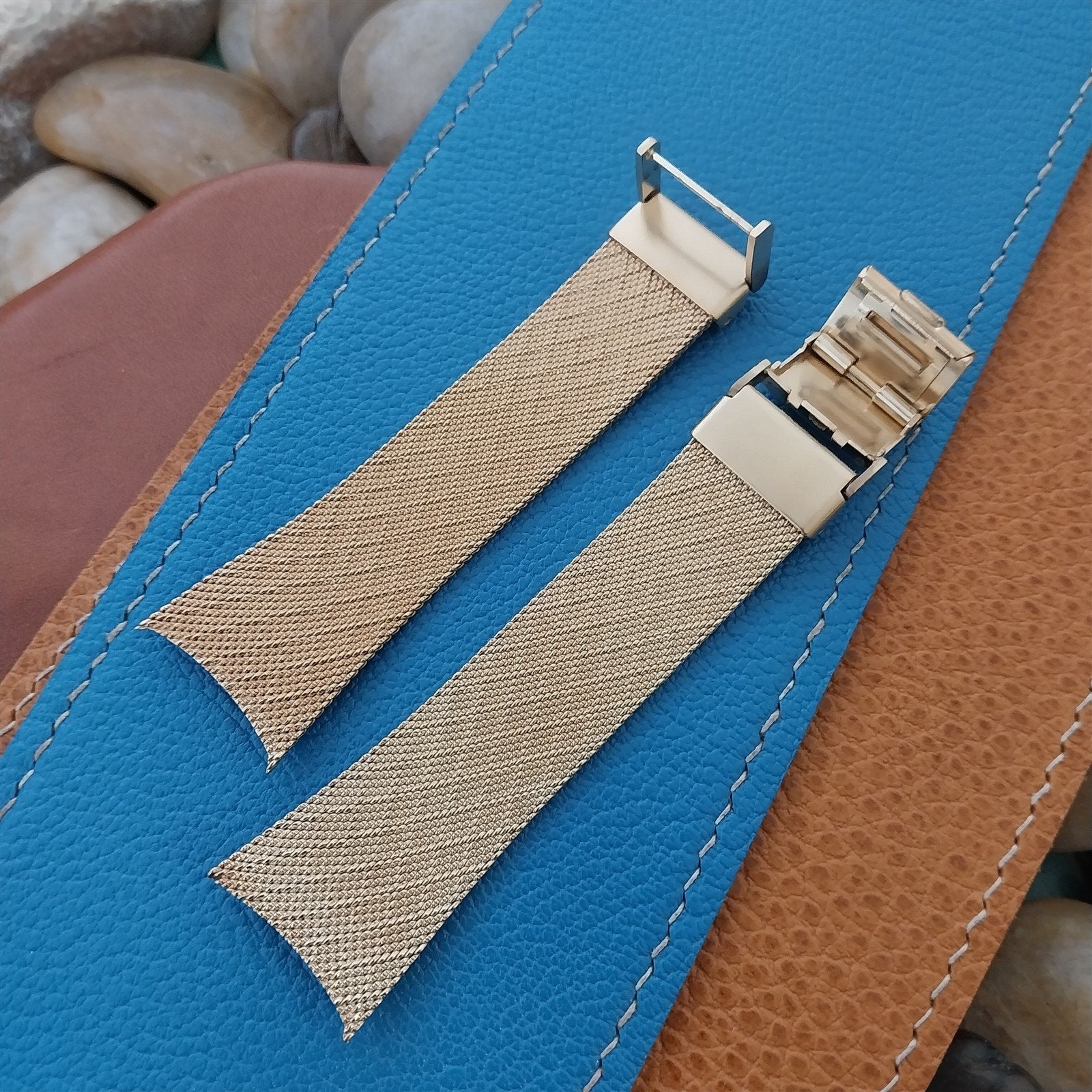 Tab-End Mira-Flex USA Gold rgp Mesh nos Vintage Watch Band