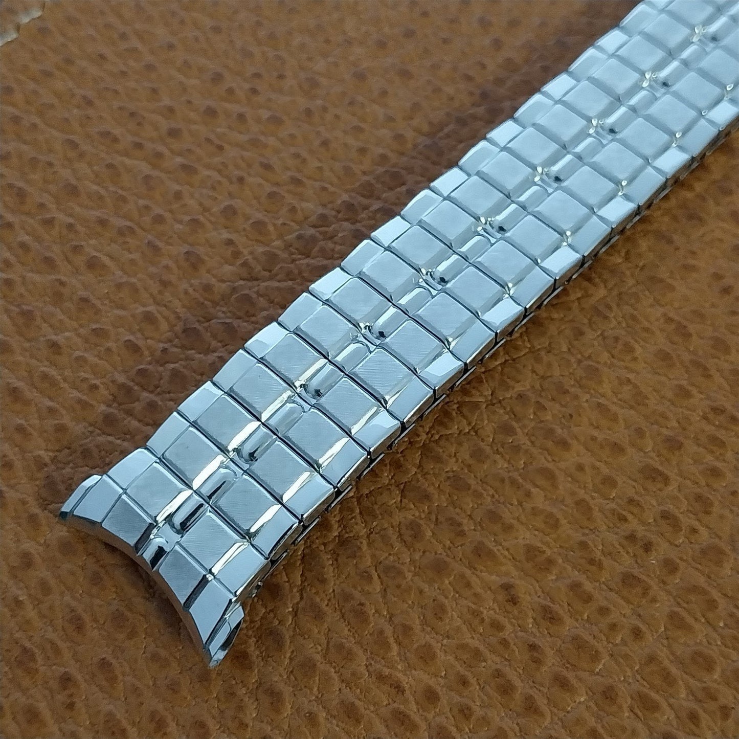 19mm 18mm Vintage 1966 Speidel White Gold Filled Gladiator Unused nos Watch Band